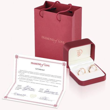 Обручки, сертифікат ювелірного виробу, фірмовий пакет Diamond of Love